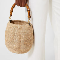Cream Pot De Miel Bag with Bamboo Handle