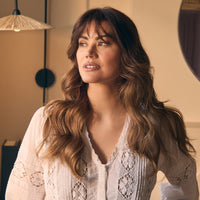 Lace Trim 3/4 Sleeve V-Neck Blouse