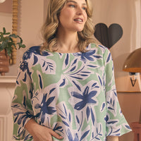 Floral Print Layered Relaxed Tunic Top