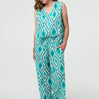 Geo Print V-Neck Sleeveless Relaxed Top