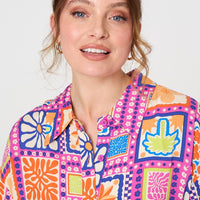 Patchwork Print Short Sleeve Shirt