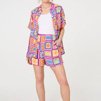 Patchwork Print Short Sleeve Shirt