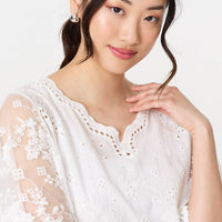 Broderie Anglaise Semi Sheer Peplum Top
