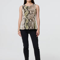 Snake Print Sleeveless Curve Hem Top
