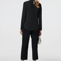 Sparkle Knit Long Sleeve High Neck Top