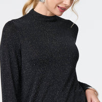Sparkle Knit Long Sleeve High Neck Top