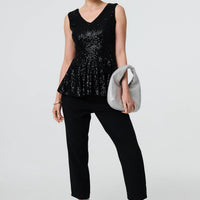 Sparkly Sequin Sleeveless Peplum Top