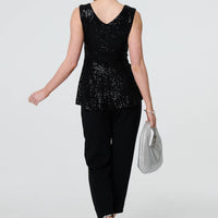 Sparkly Sequin Sleeveless Peplum Top