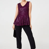 Sparkly Sequin Sleeveless Peplum Top