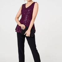 Sparkly Sequin Sleeveless Peplum Top