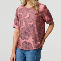 Abstract 1/2 Sleeve Relaxed Top