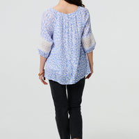 Animal Print Tassel Bardot Neck Blouse