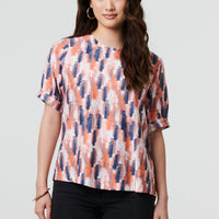 Printed 1/2 Turn-Up Sleeve Blouse