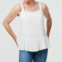 Frill Hem Sleeveless Wide Strap Top