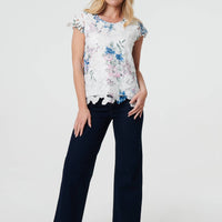Floral Lace Layered Frilled Blouse Top