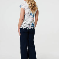 Floral Lace Layered Frilled Blouse Top