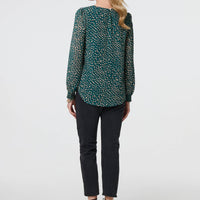 Animal Print Semi Sheer Blouse
