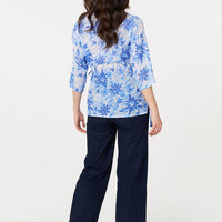 Floral 3/4 Sleeve Tie Detail Blouse