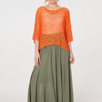 Crochet Knit Texture Batwing Sleeve Top