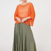 Crochet Knit Texture Batwing Sleeve Top