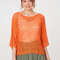 Crochet Knit Texture Batwing Sleeve Top