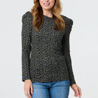 Ditsy Floral Ruffled Long Sleeve Top