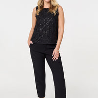 Sequin Embellished Sleeveless Top