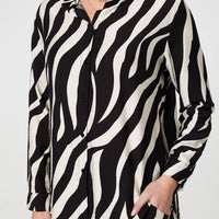 Zebra Print Long Sleeve Relaxed Shirt
