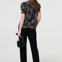 Printed Short Puff Sleeve Blouse