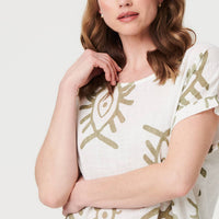 Printed Short Sleeve Relaxed Blouse