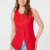Sleeveless Button Front Waistcoat Top