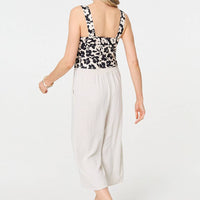 Floral Sleeveless Split Front Crop Top