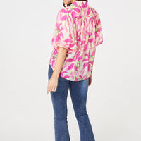 Floral Puff Sleeve Collared Shirt