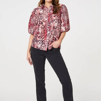 Animal Print Puff Sleeve Shirt