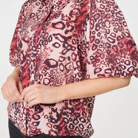 Animal Print Puff Sleeve Shirt