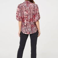 Animal Print Puff Sleeve Shirt