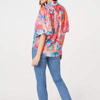 Abstract Print 1/2 Sleeve Shirt