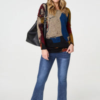 Abstract Long Sleeve Relaxed Knit Top