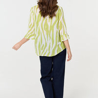 Animal Print 3/4 Flared Sleeve Blouse