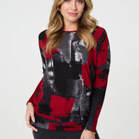 Abstract Knit Long Sleeve Jumper
