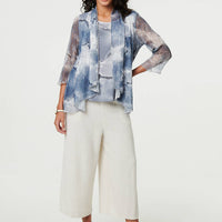 Tie Dye Semi Sheer Crochet Waterfall Top