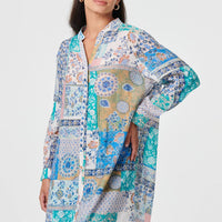 Patchwork Print Longline Tunic Shirt