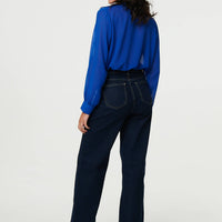 Ruffled Long Sleeve Semi Sheer Blouse