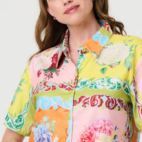 Mosaic Print Short Sleeve Relaxed Shirt