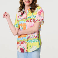 Mosaic Print Short Sleeve Relaxed Shirt