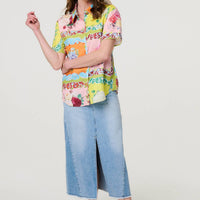 Mosaic Print Short Sleeve Relaxed Shirt