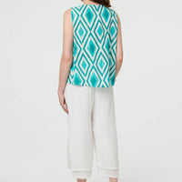 Geo Print V-Neck Sleeveless Relaxed Top