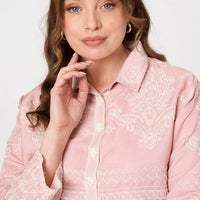 Embroidered Texture Long Sleeve Shirt