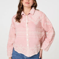 Embroidered Texture Long Sleeve Shirt
