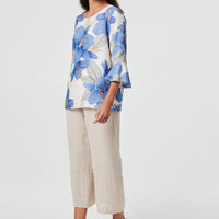 Floral 3/4 Flared Sleeve Relaxed Blouse